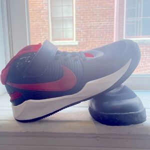 Blue, red, white Nike Flyease basketball shoes